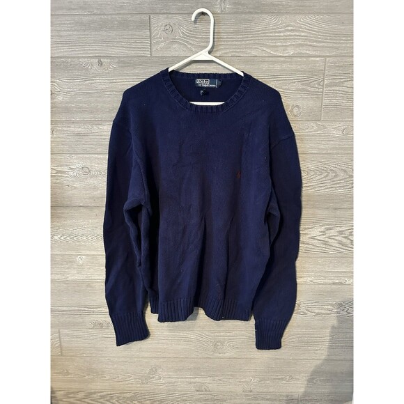 Polo by Ralph Lauren Blue Cotton Mens Pullover Sweater With Red Pony Size‎ XL - Picture 1 of 8